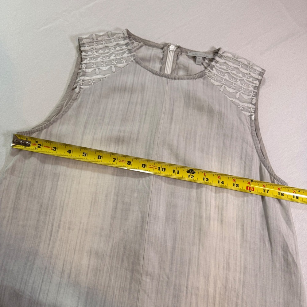 Laju Midi Dress Womens M Grey Distressed Embroidered Tencel Boho Sustainable - Picture 5 of 10